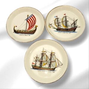 MCM Britannia Designs Dartmouth Pottery Historical Ships Pin Trinket Dishes
